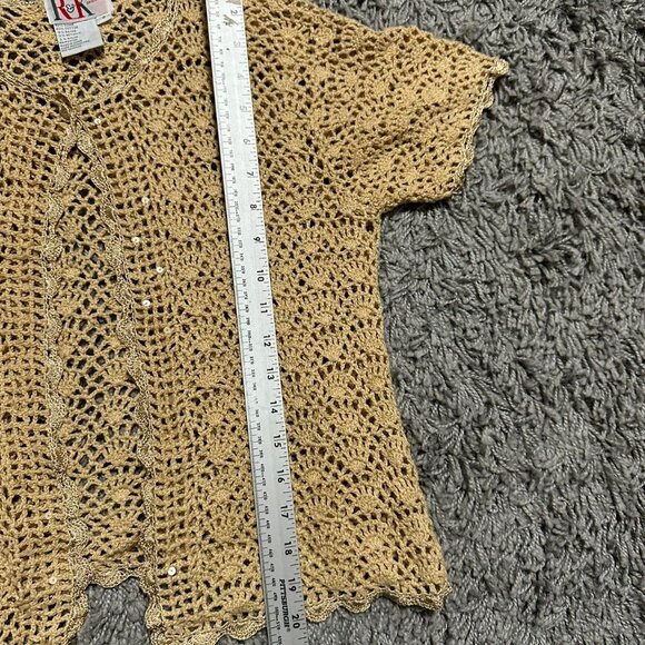 90s Coquette Crochet Short Sleeve Blouse Size 8 - Picture 5 of 6